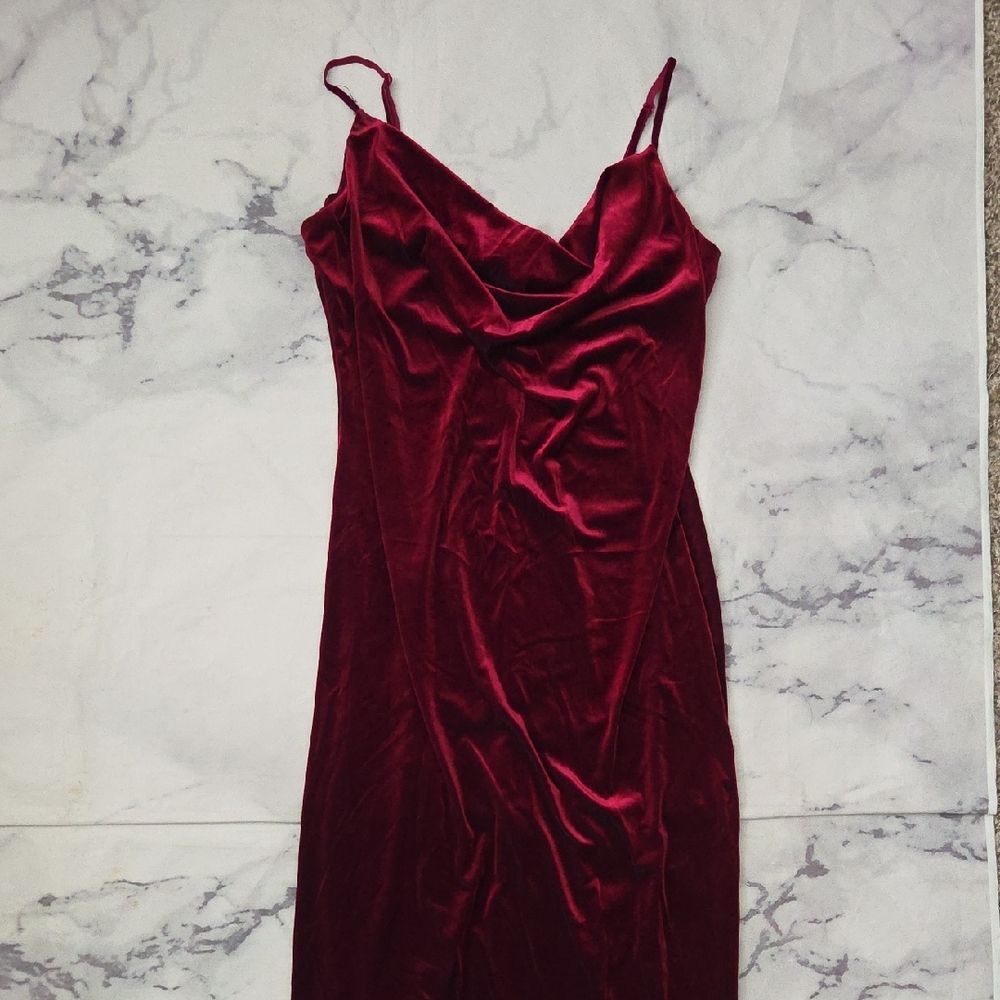 Blue Blush Burgundy Velvet Dress